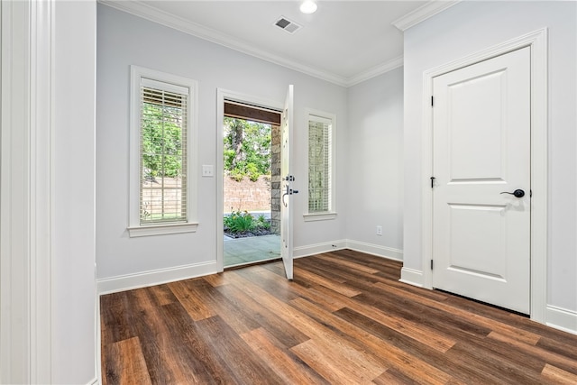 3000 Alumni Ln, Opelika, AL 36804 - entryway featuring crown molding, dark wood-style flooring, and baseboards
