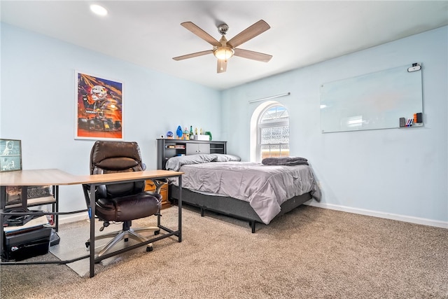 1761 Wire Rd Unit 411, Auburn, AL 26832 - bedroom with light carpet, an office area, baseboards, and ceiling fan