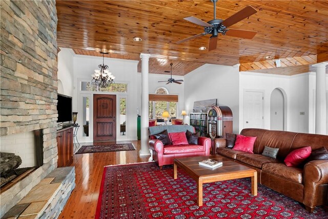 kitchen with sink, a kitchen island with sink, wooden ceiling, and high end stainless steel range