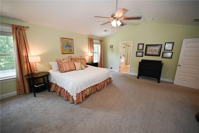261 Woodward Way, Auburn, AL 36832 - bedroom featuring multiple windows, lofted ceiling, carpet, and baseboards