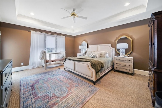 1540 Lakewood Pl, Auburn, AL 36801 - bedroom featuring a tray ceiling, baseboards, and crown molding