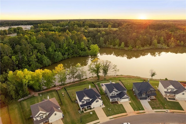 1835 Solamere Ct, Auburn, AL 36832 - aerial view at dusk of a water view, a forest view, and a residential view