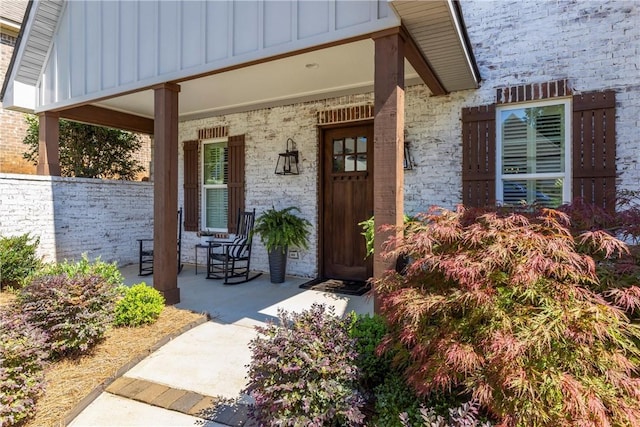 property entrance with a porch