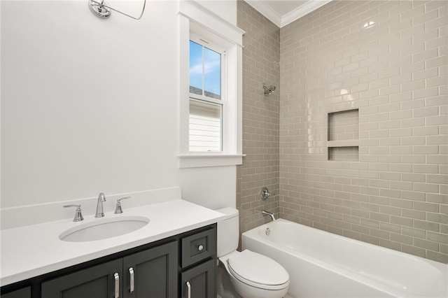 3022 Yards Ln, Opelika, AL 36801 - bathroom with ornamental molding, washtub / shower combination, and vanity