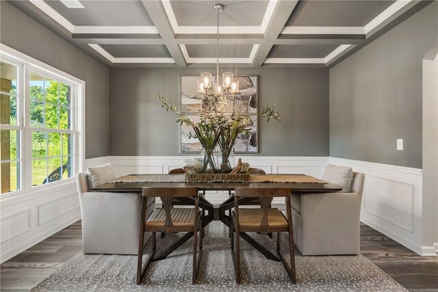 223 Meadowlark Dr, Smiths Station, AL 36877 - dining area featuring breakfast area, a wainscoted wall, a notable chandelier, and wood finished floors