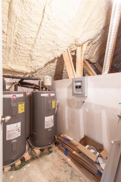 utility room with water heater