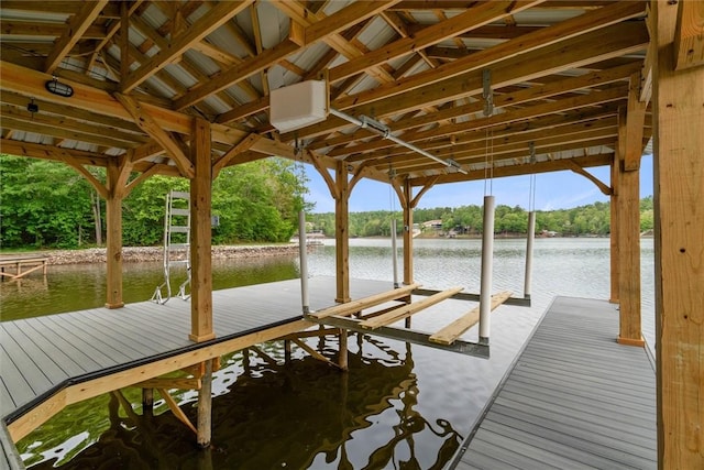 view of dock featuring a water view