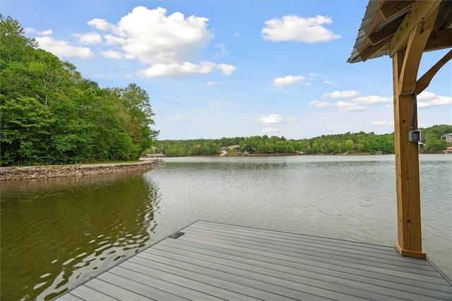 view of dock featuring a water view
