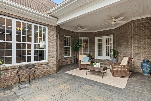 2182 Conservation Dr, Auburn, AL 36879 - view of patio with french doors, ceiling fan, and outdoor lounge area