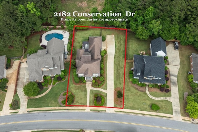 2182 Conservation Dr, Auburn, AL 36879 - view of property location featuring a pool area and property parcel outlined
