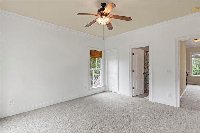 2182 Conservation Dr, Auburn, AL 36879 - unfurnished bedroom featuring ornamental molding, carpet, baseboards, and ceiling fan