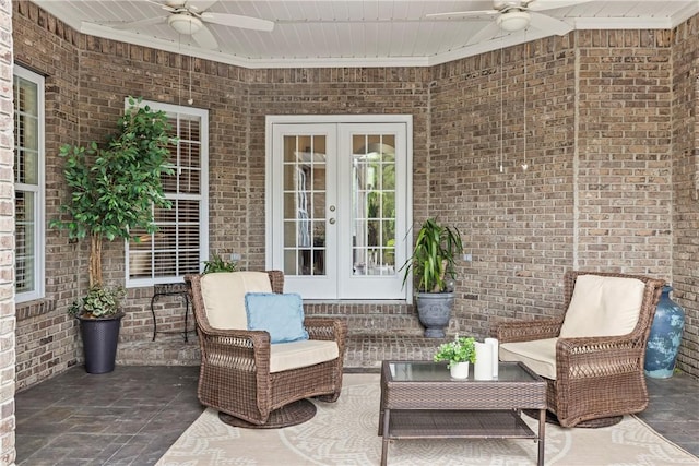 2182 Conservation Dr, Auburn, AL 36879 - view of patio / terrace with french doors and ceiling fan