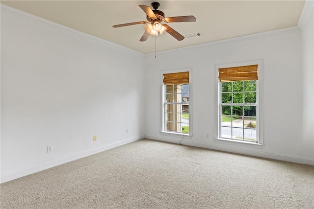 2182 Conservation Dr, Auburn, AL 36879 - carpeted spare room featuring crown molding, baseboards, and ceiling fan
