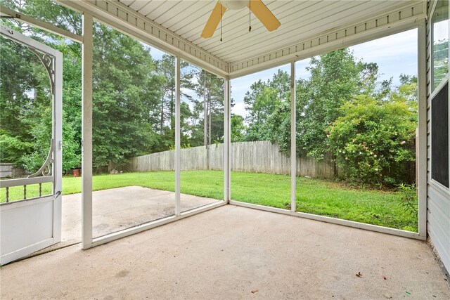 4339 Live Oak Dr, Auburn, AL 36830 - unfurnished sunroom featuring ceiling fan