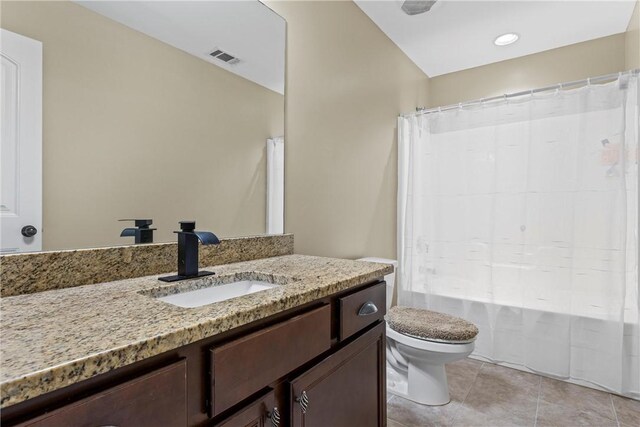 331 Lightness Dr, Auburn, AL 36830 - full bathroom with toilet, shower / bath combo, vanity, and tile patterned floors
