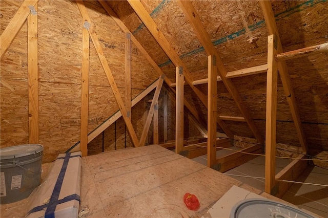 view of unfinished attic