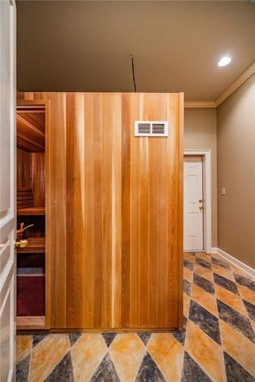 56 Peachwood Dr, Tallassee, AL 36078 - hallway with ornamental molding, baseboards, and recessed lighting