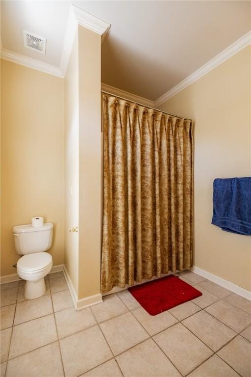 56 Peachwood Dr, Tallassee, AL 36078 - bathroom with tile patterned flooring, crown molding, toilet, and baseboards