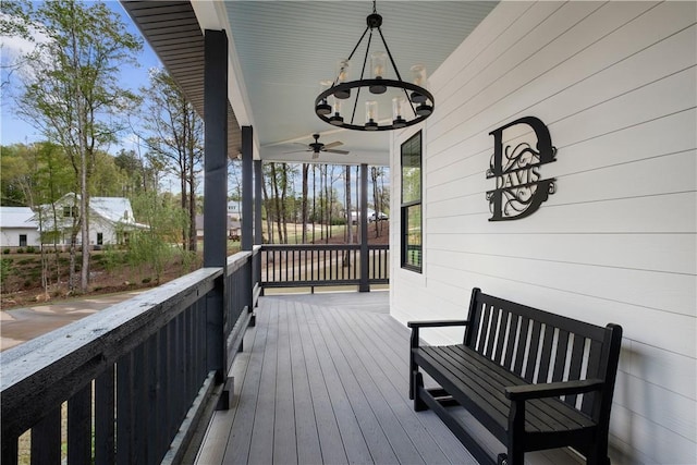 deck featuring a ceiling fan