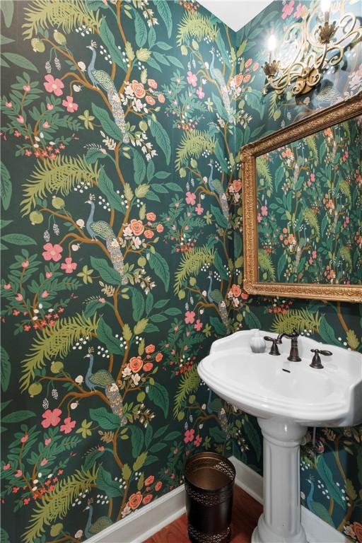 bathroom featuring wood-type flooring