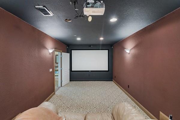 view of carpeted home theater room