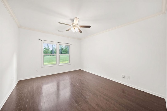 2133 W Farmville Rd W, Auburn, AL 36879 - empty room with a ceiling fan, crown molding, dark wood finished floors, and baseboards