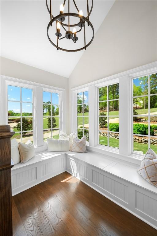 1321 Falls Crest Dr, Auburn, AL 36830 - unfurnished sunroom with a chandelier