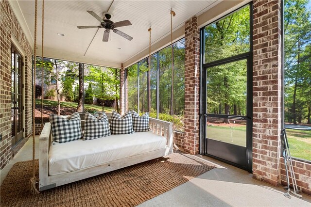 1321 Falls Crest Dr, Auburn, AL 36830 - unfurnished sunroom featuring ceiling fan