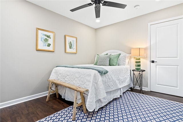 573 Hudson Ter, Auburn, AL 36830 - bedroom with wood finished floors, baseboards, a ceiling fan, and recessed lighting