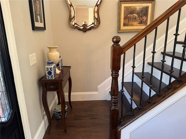 6207 County Road 222, Five Points, AL 36855 - stairs featuring baseboards and wood finished floors