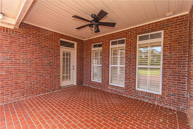 view of patio with ceiling fan