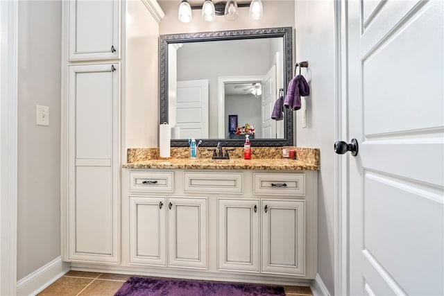 4164 Creekview Ct, Auburn, AL 36832 - bathroom with vanity, tile patterned flooring, and ceiling fan