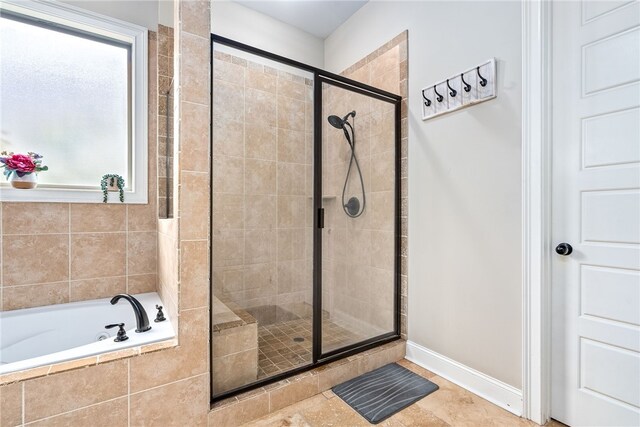 4164 Creekview Ct, Auburn, AL 36832 - full bath featuring a shower stall, a bath, and tile patterned floors