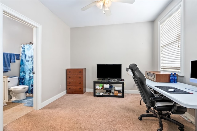 4164 Creekview Ct, Auburn, AL 36832 - office area with a ceiling fan and carpet flooring