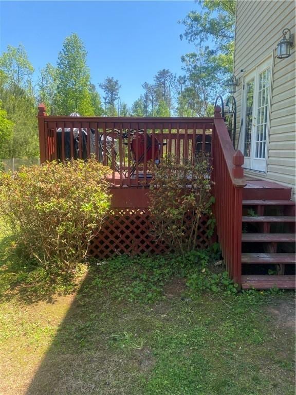 view of yard with a deck