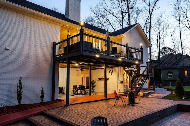 255 Hedgerow Cir, Auburn, AL 36830 - rear view of property featuring a patio, brick siding, ceiling fan, and a deck