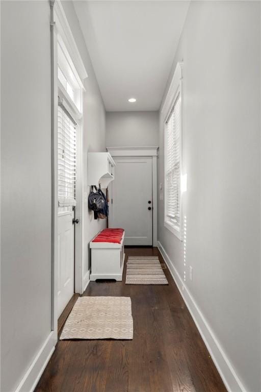 doorway to outside featuring dark hardwood / wood-style flooring