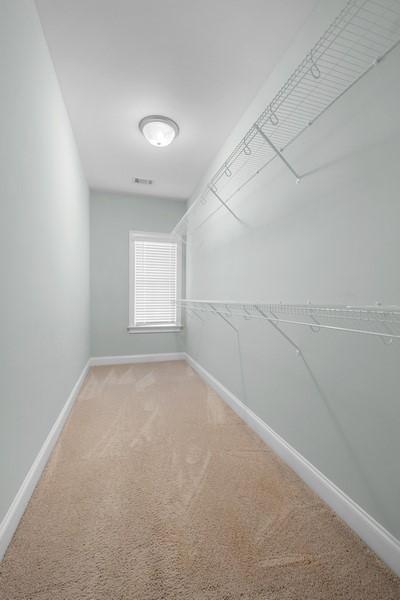 spacious closet with carpet flooring