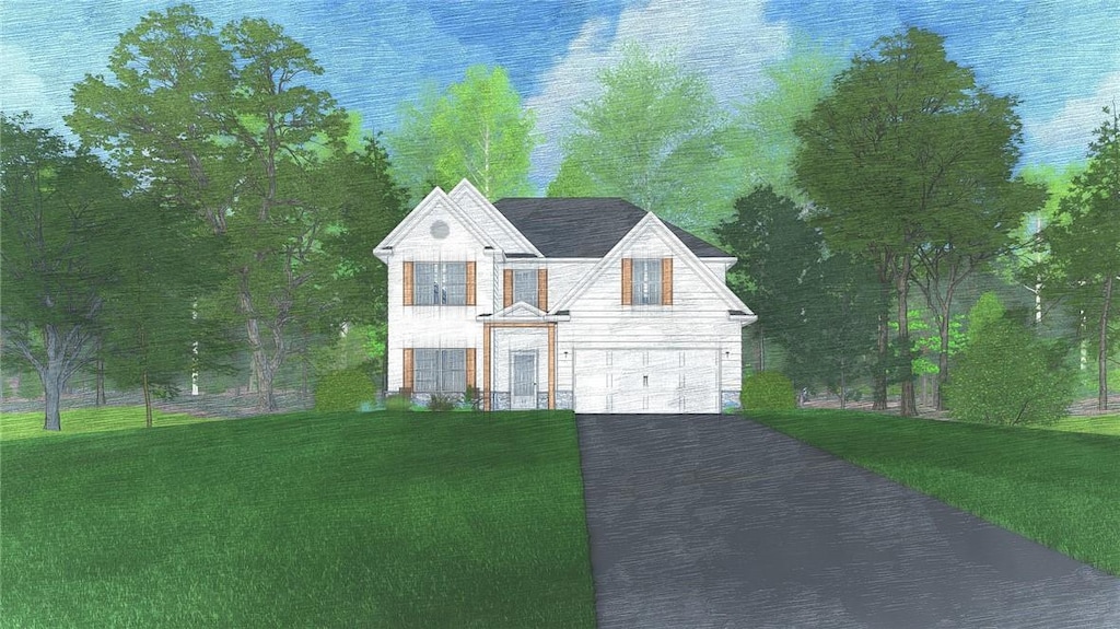 1844 Solamere Ct, Auburn, AL 36832 - view of front facade featuring driveway, a front yard, and a garage