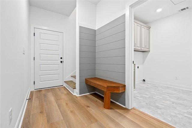 mudroom featuring light hardwood / wood-style flooring