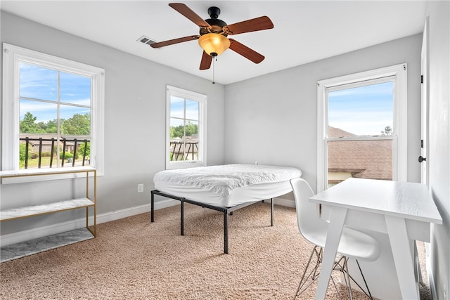 2674 Canal Ct, Auburn, AL 36830 - carpeted bedroom with visible vents, baseboards, and a ceiling fan