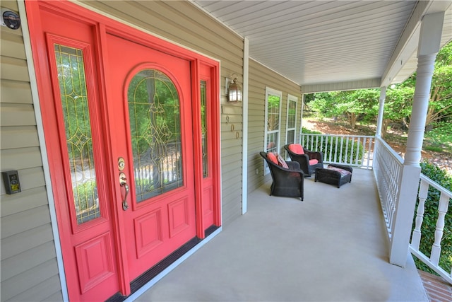 entrance to property with a porch