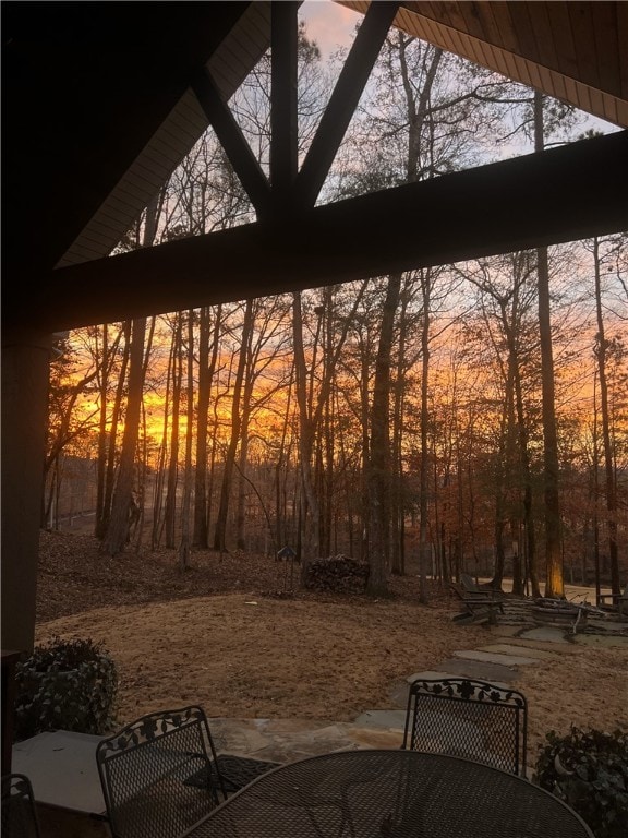 view of yard featuring outdoor dining area