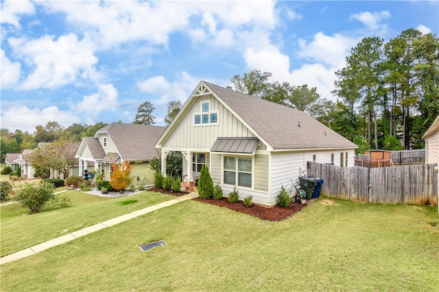 view of front of home with a front yard