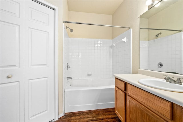 447 W Longleaf Dr Unit 1007, Auburn, AL 36832 - full bathroom featuring bathing tub / shower combination, vanity, and wood finished floors