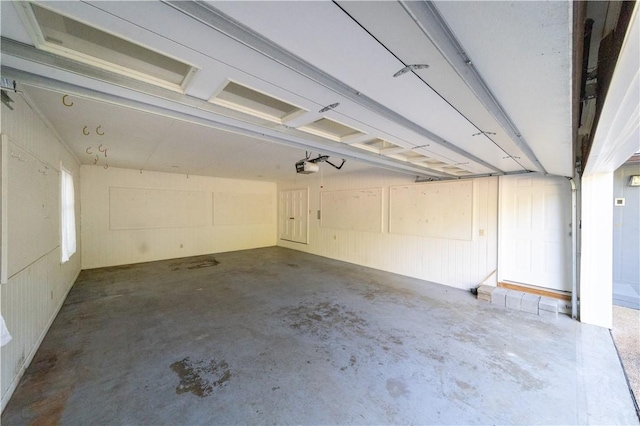 garage with a garage door opener