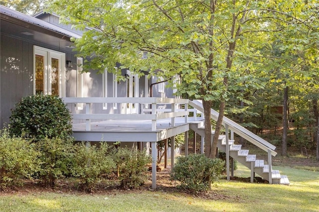 exterior space featuring a yard and a deck