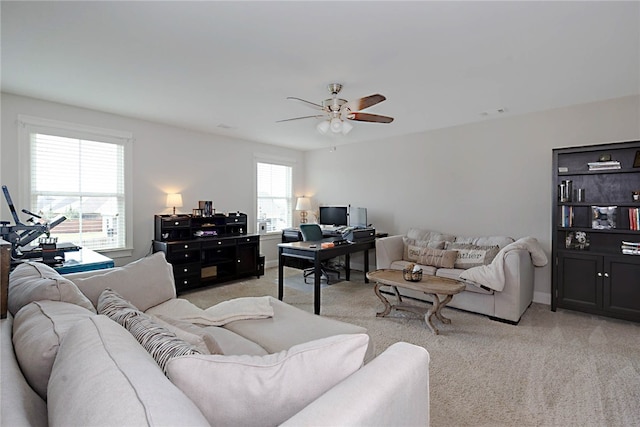 914 E Towne Lake Cir, Opelika, AL 36804 - living area featuring light carpet and a ceiling fan