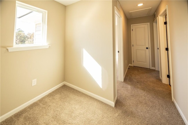 corridor with light carpet