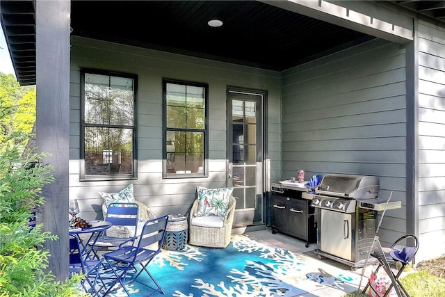 view of patio / terrace featuring a grill